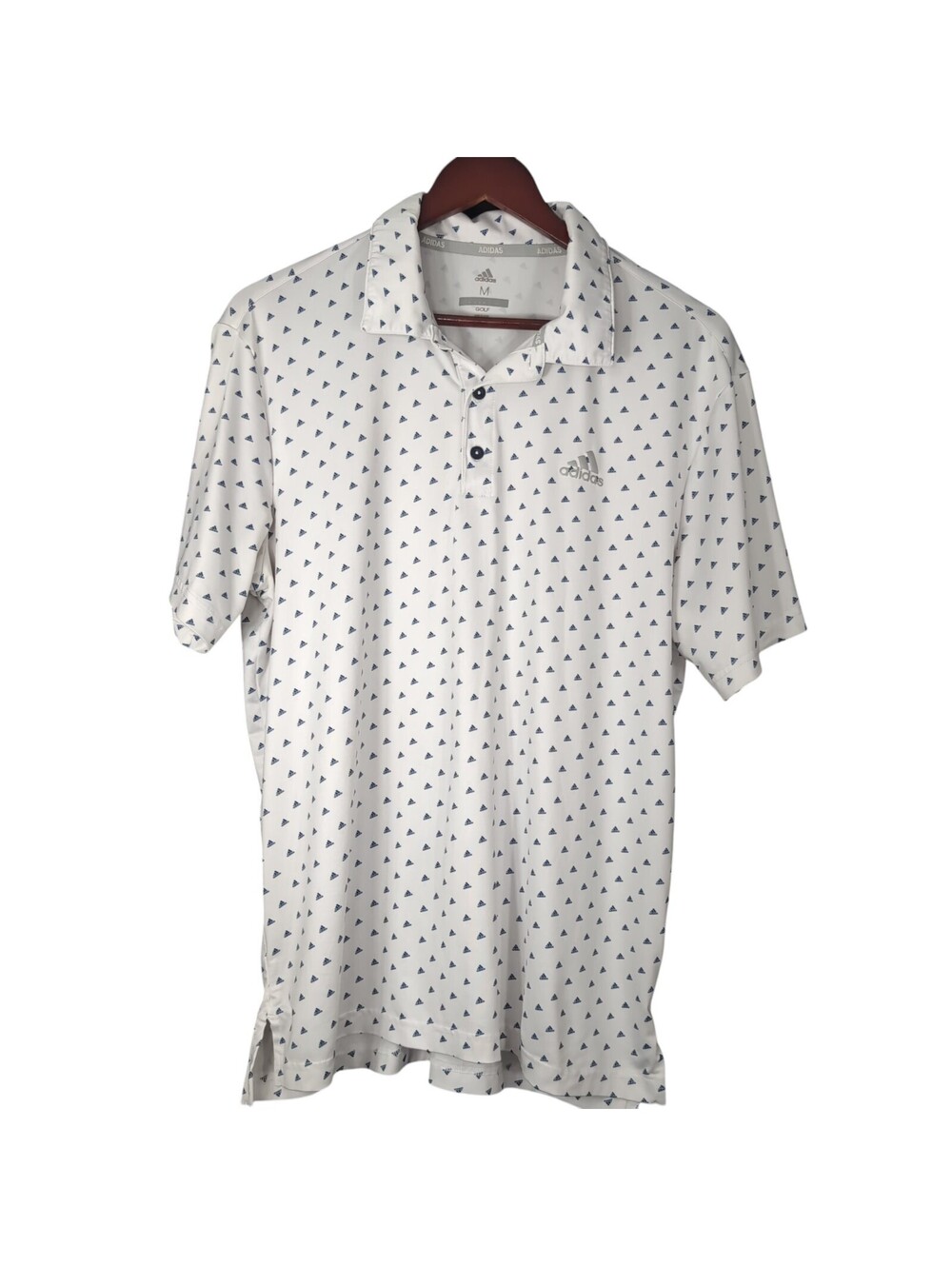 Adidas Golf Shirt Mens Medium M White Ultimate365 Triangle Logo Polo Short Sleev